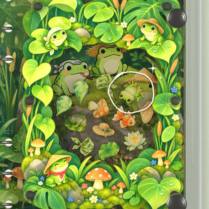 Close-up of the shaker window and charms, Pond Frogs
