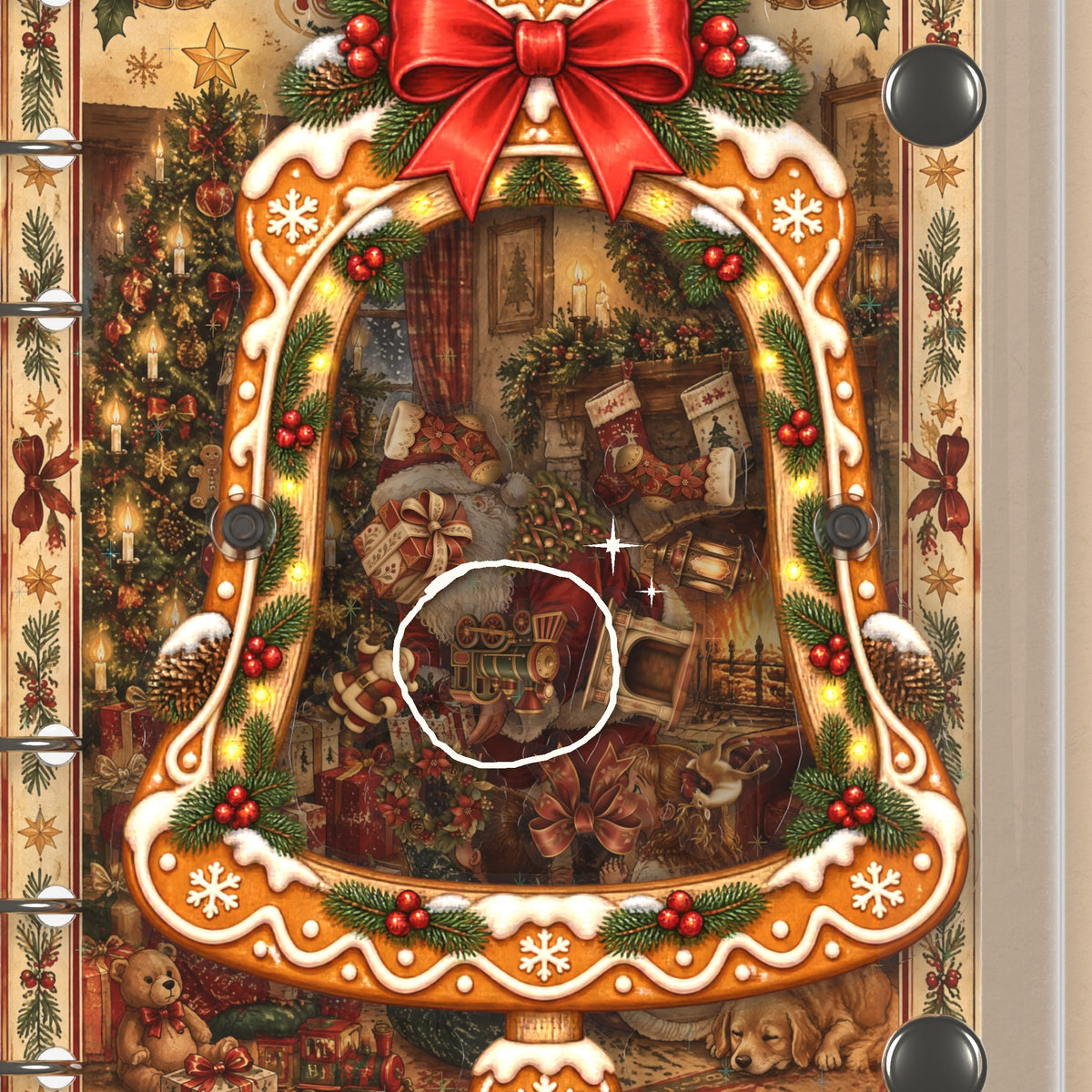 Close-up of the shaker window and charms, Fireside Christmas Gifts