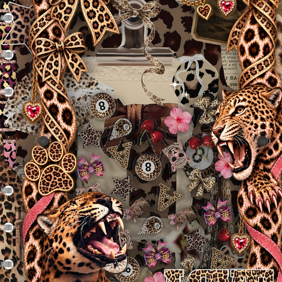 Close-up of the shaker window and charms, Leopard Print