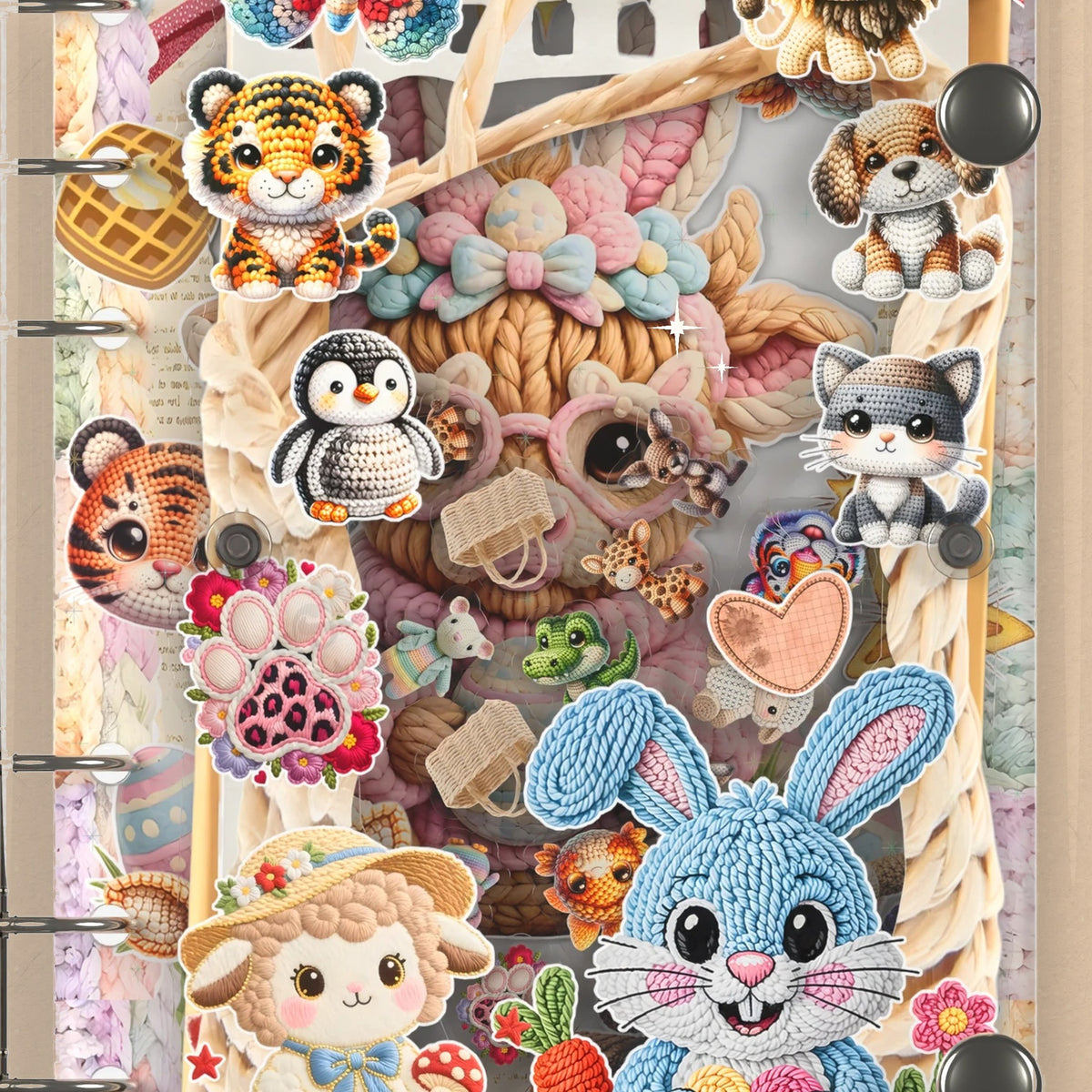 Close-up of the shaker window and charms, Crochet Animal Pals