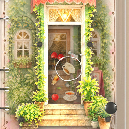Close-up of the shaker window and charms, Showa Cafe