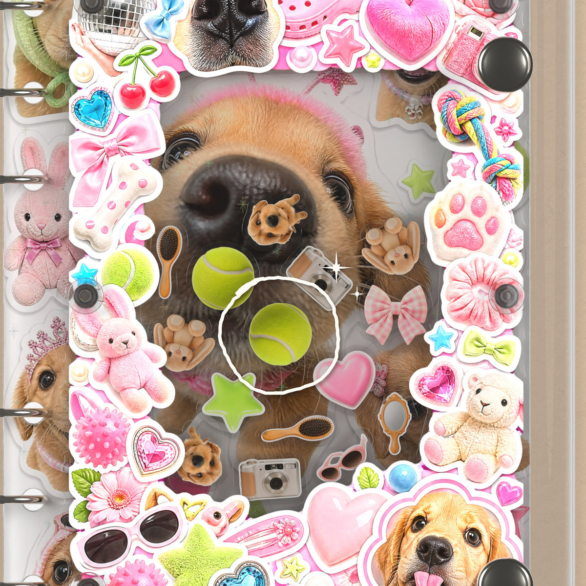 Close-up of the shaker window and charms, Playful Puppy