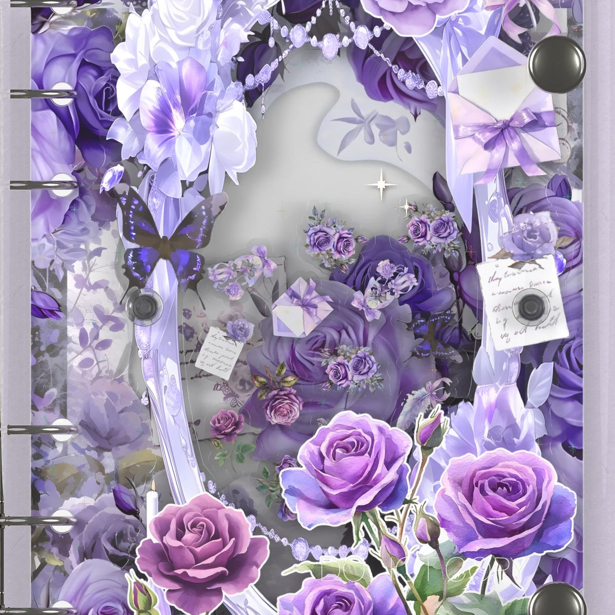 Close-up of the shaker window and charms, Lavender Pearl Roses