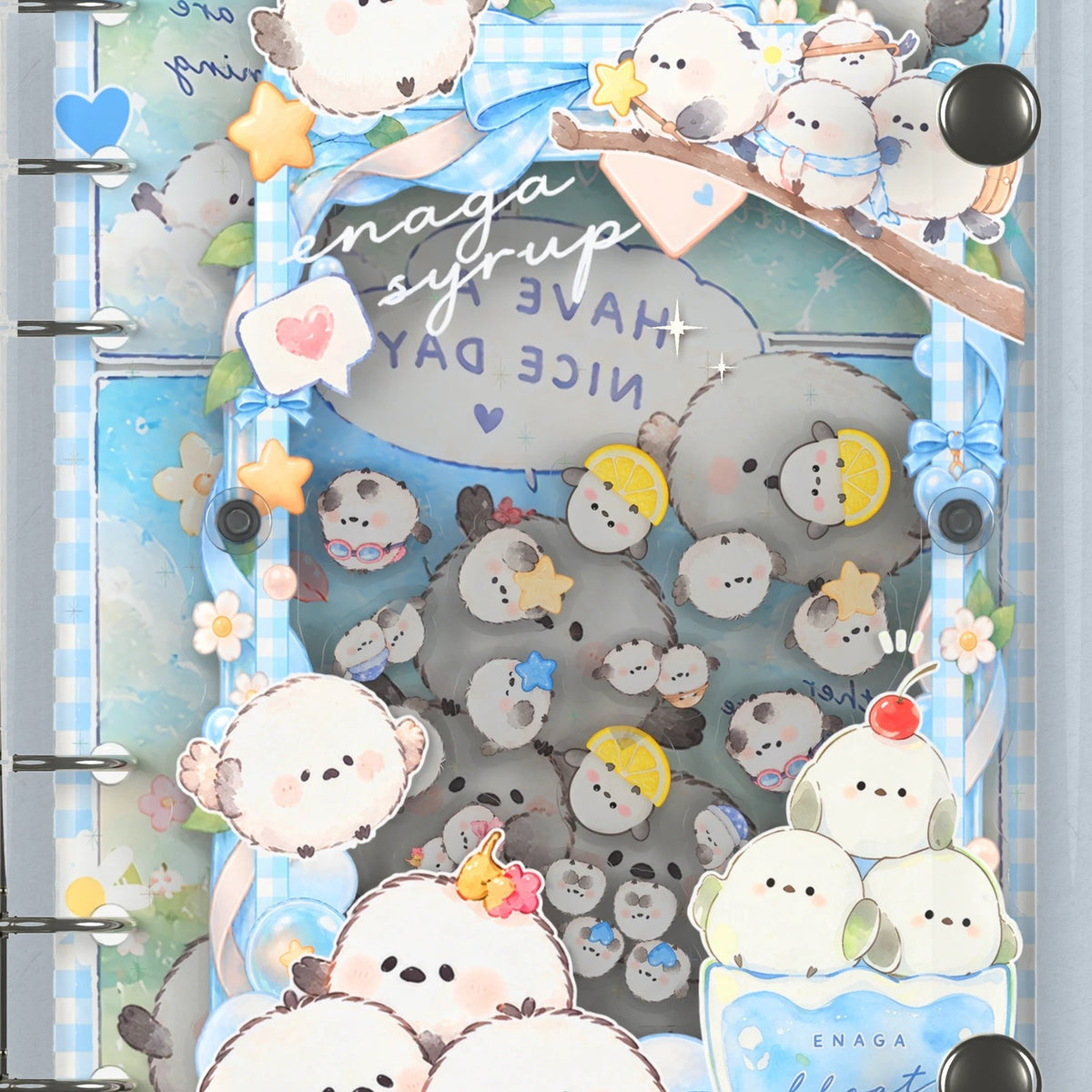 Close-up of the shaker window and charms, Shima Enaga Birds