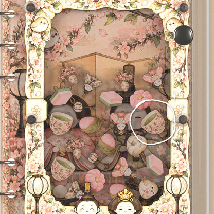 Close-up of the shaker window and charms, Hina Doll Sakura Tea
