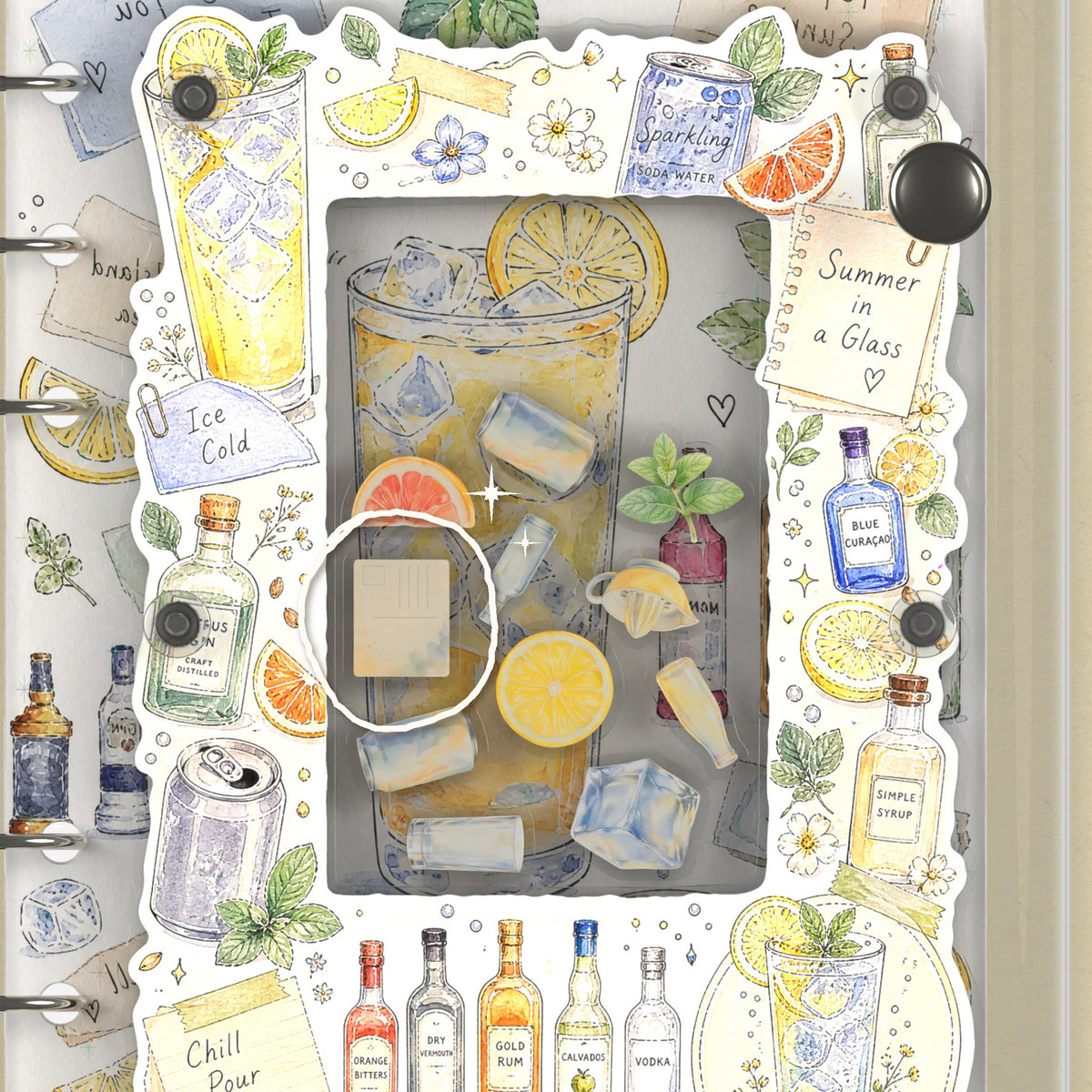 Close-up of the shaker window and charms, Citrus Drinks