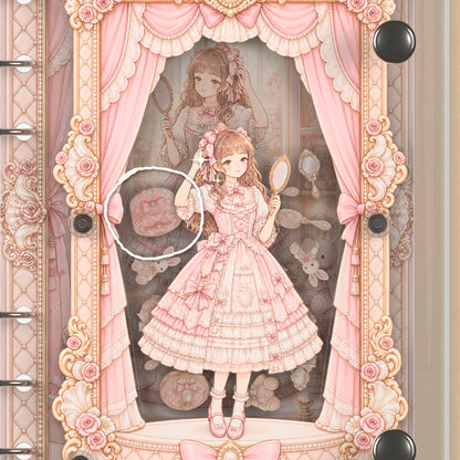 Close-up of the shaker window and charms, Pink Doll Window