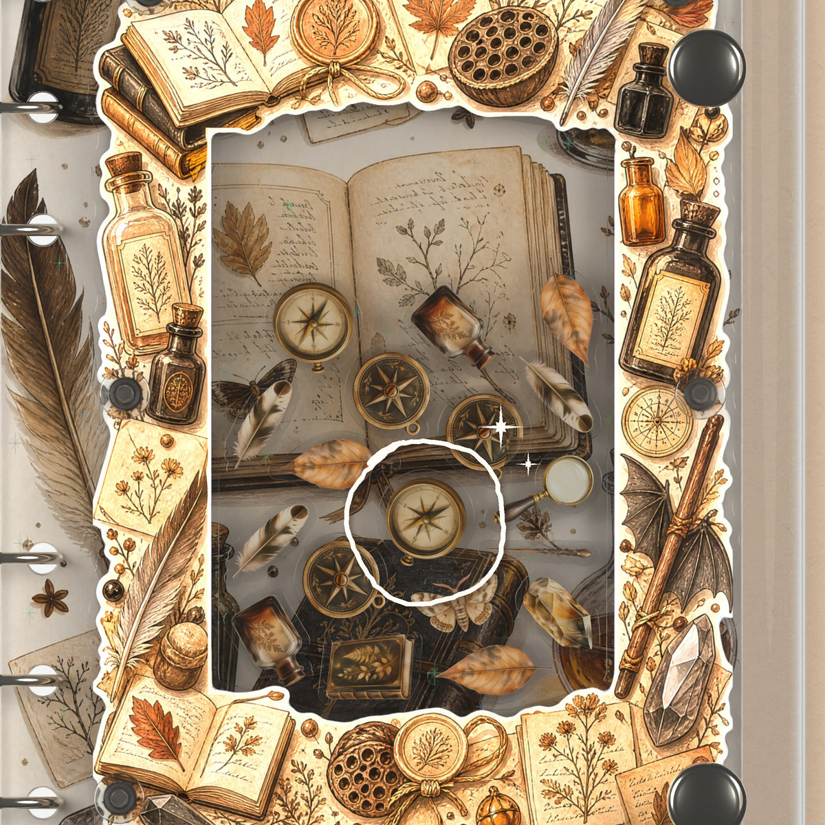 Close-up of the shaker window and charms, Apothecary Curios
