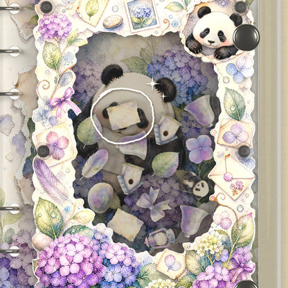 Close-up of the shaker window and charms, Hydrangea Panda