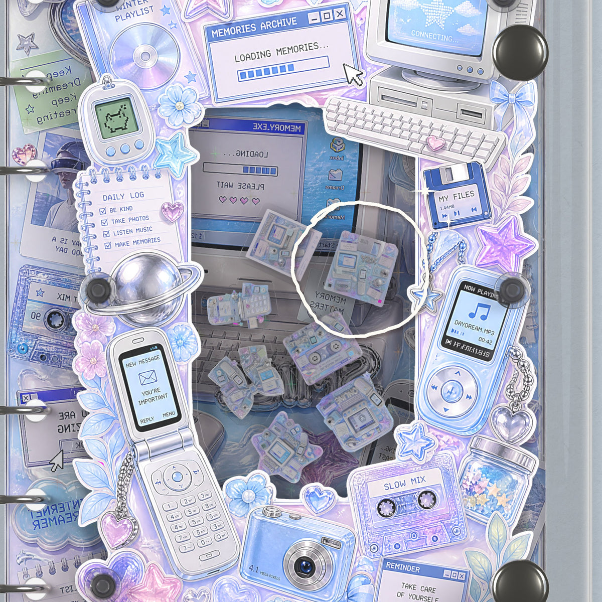Close-up of the shaker window and charms, Y2K Gadgets