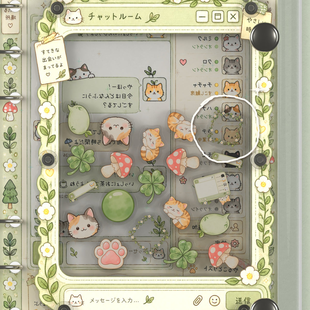 Close-up of the shaker window and charms, Forest Cat Chat