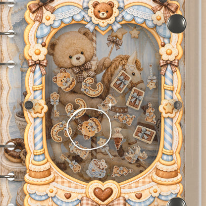 Close-up of the shaker window and charms, Chocolate Carousel Bear