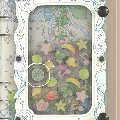 Close-up of the shaker window and charms, Pastel Fruit Patches