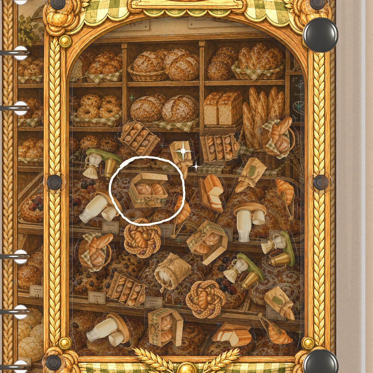 Close-up of the shaker window and charms, Warm Bakery