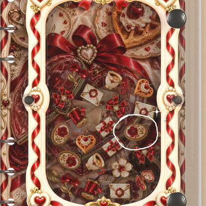 Close-up of the shaker window and charms, Red Ribbon Hearts
