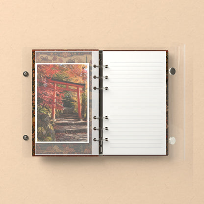 Inside: a photo sleeve and a lined refill page