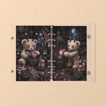 Opened flat: the inside of the front and back covers