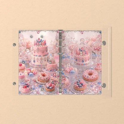 Opened flat: the inside of the front and back covers