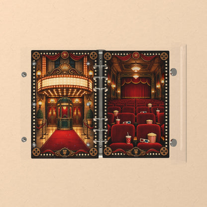 Opened flat: the inside of the front and back covers