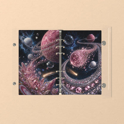 Opened flat: the inside of the front and back covers