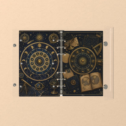 Opened flat: the inside of the front and back covers