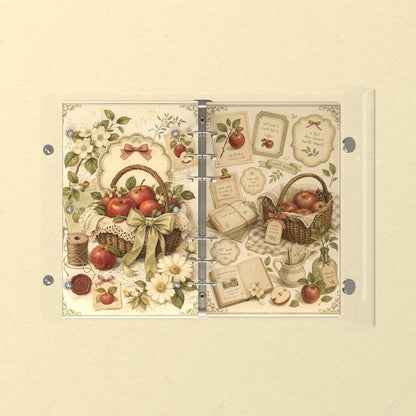 Opened flat: the inside of the front and back covers