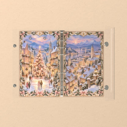 Opened flat: the inside of the front and back covers