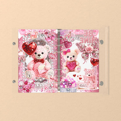 Opened flat: the inside of the front and back covers