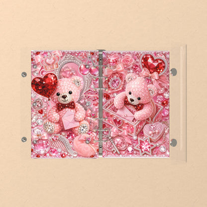 Opened flat: the inside of the front and back covers