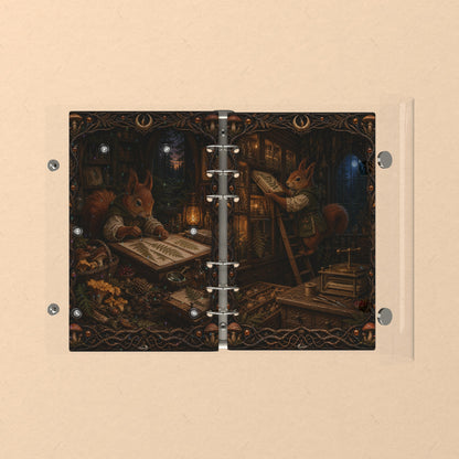 Opened flat: the inside of the front and back covers