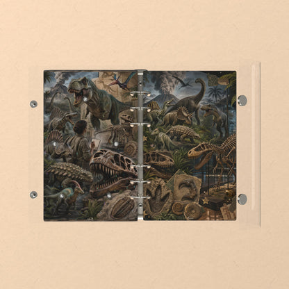 Opened flat: the inside of the front and back covers