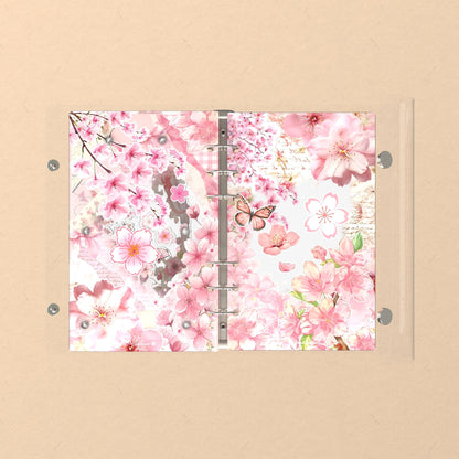 Opened flat: the inside of the front and back covers