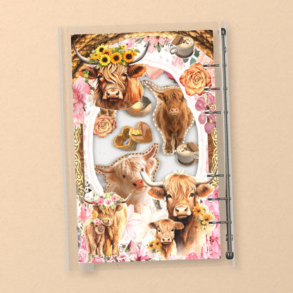 Floral Highland Cows back cover design