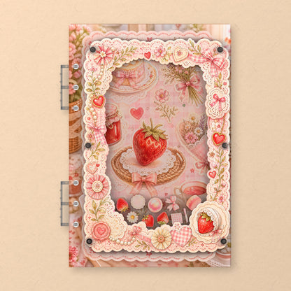 Strawberry Picnic Party (AG-082) A5 shaker binder notebook, front cover
