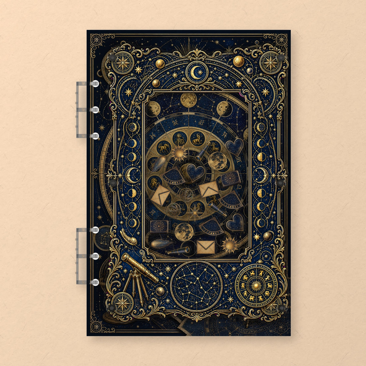 Zodiac Wheel (AG-129) A5 shaker binder notebook, front cover