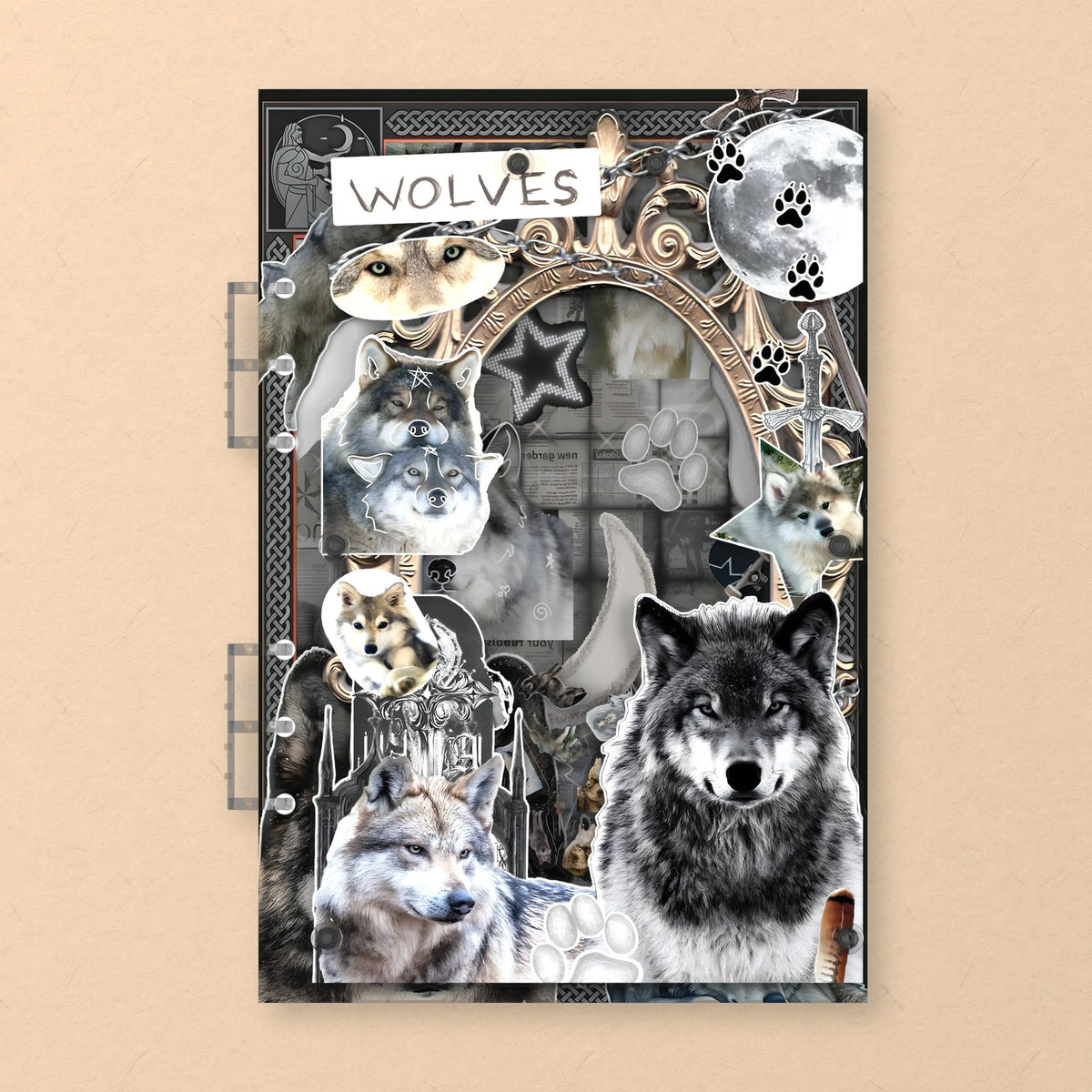 Moonlit Wolf Pack (HG-498) A5 shaker binder notebook, front cover