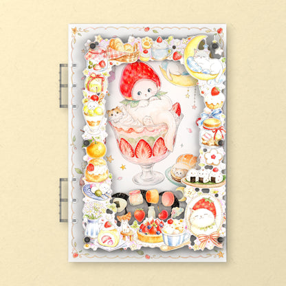 Strawberry Cat Sweets (AG-118) A5 shaker binder notebook, front cover