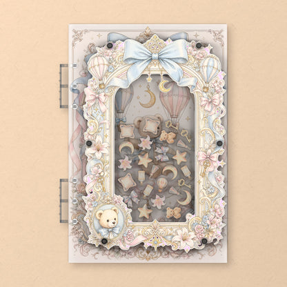 Teddy Moon Balloon (AG-132) A5 shaker binder notebook, front cover