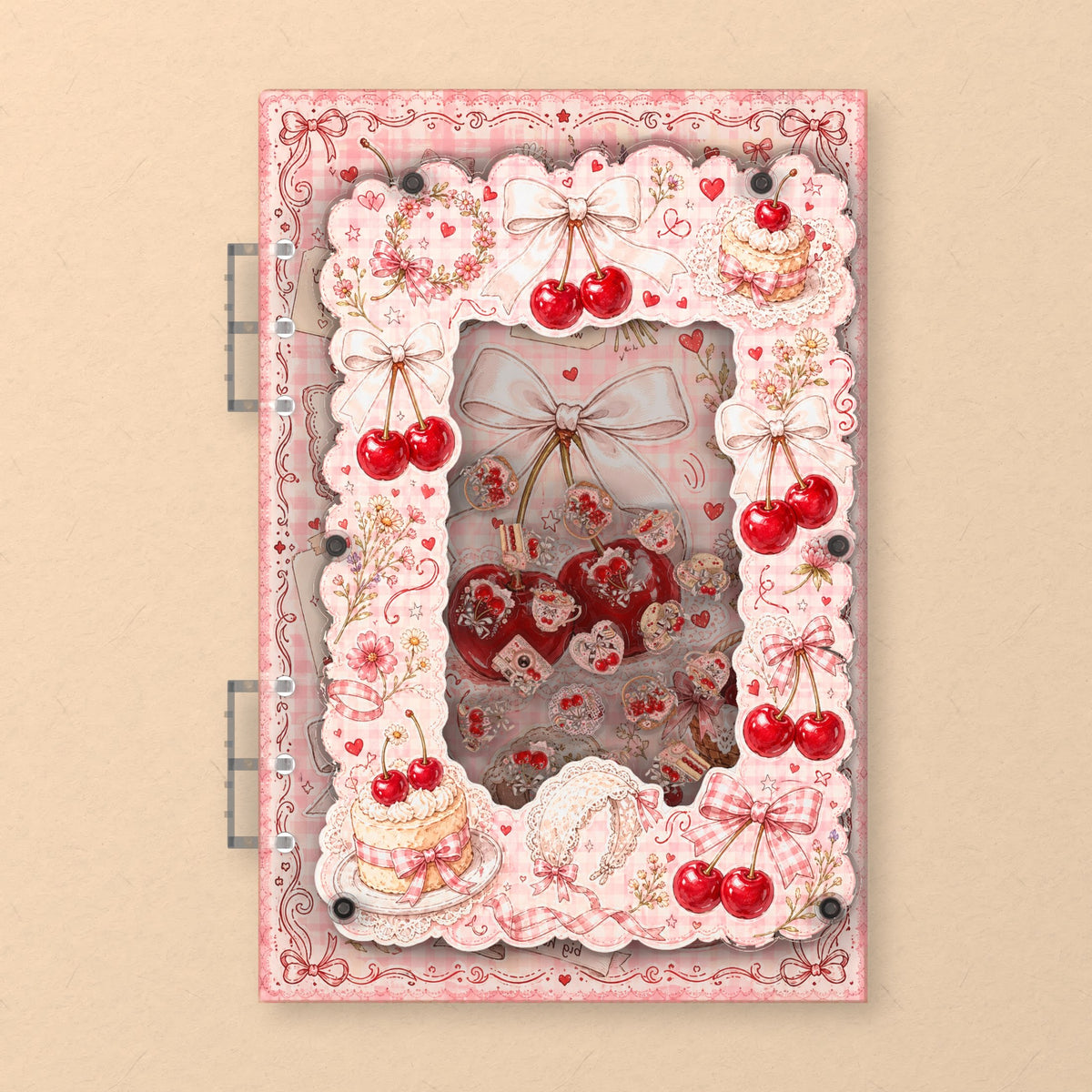 Ribbon Cherries (AG-071) A5 shaker binder notebook, front cover