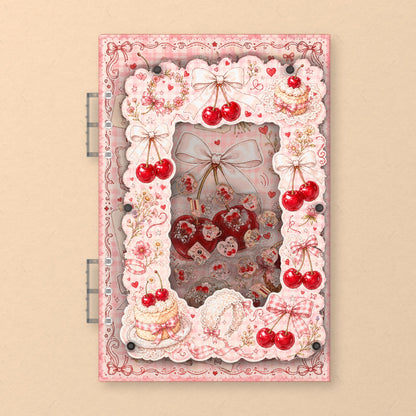Ribbon Cherries (AG-071) A5 shaker binder notebook, front cover