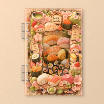 Sushi Family (AG-008) A5 shaker binder notebook, front cover