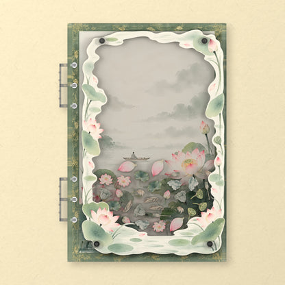 Green Lotus Pond (AG-244) A5 shaker binder notebook, front cover