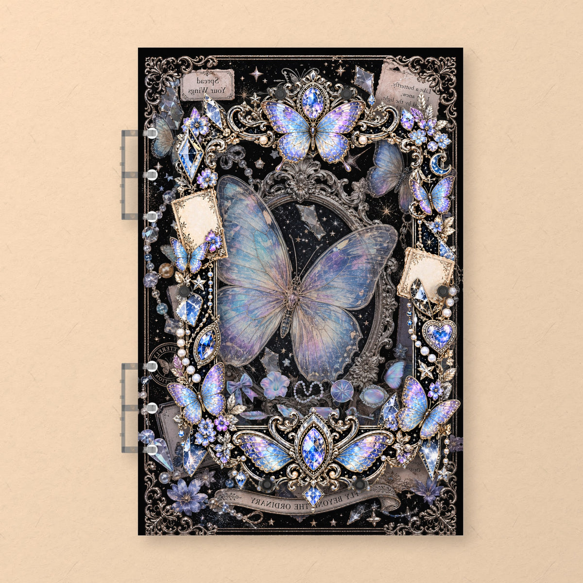 Iridescent Butterfly (AG-029) A5 shaker binder notebook, front cover