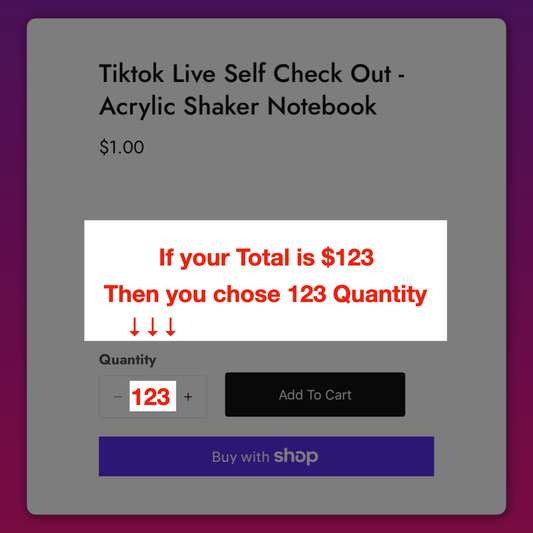 Tiktok Live Self Check Out - Acrylic Shaker Notebook