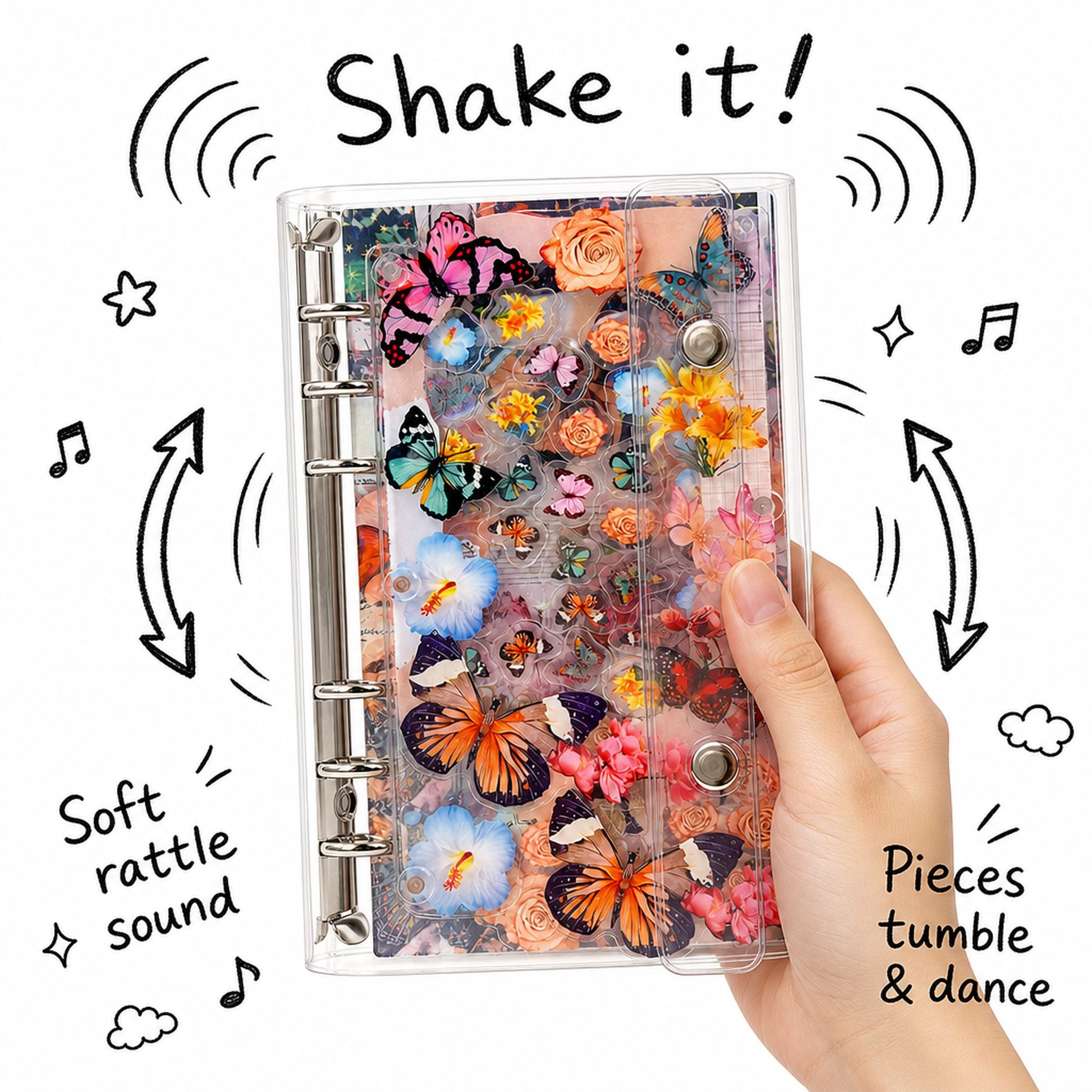 A6 Refillable Shaker Binder - Vintage Butterfly detail image