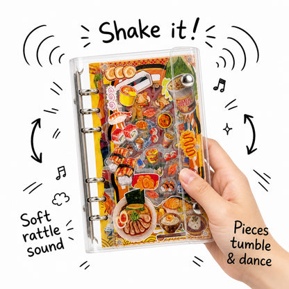 A6 Refillable Shaker Binder - Kawaii Food movable shaker detail on clear acrylic cover