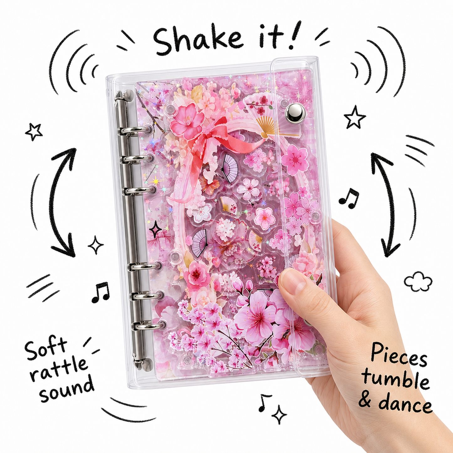 Acrylic Shaker Notebook - Cherry Blossom detail image