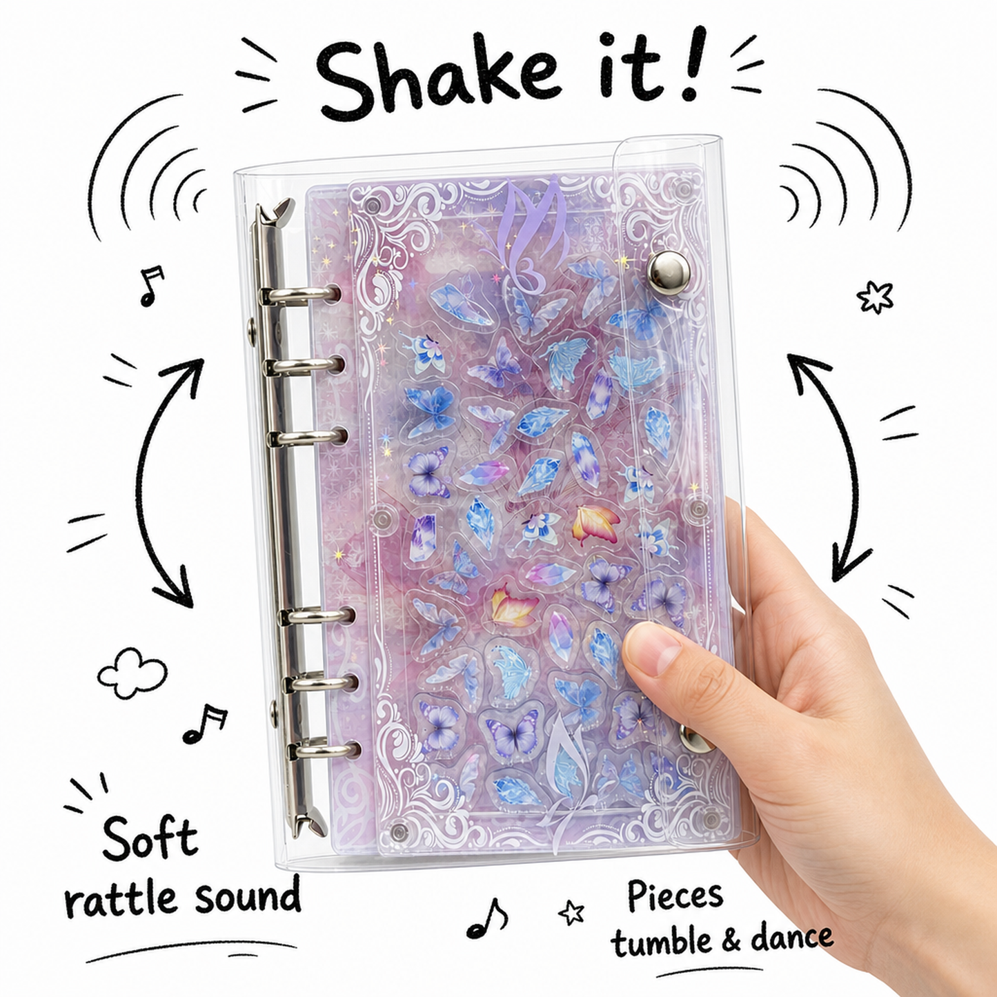Acrylic Shaker Notebook - White Butterfly detail image