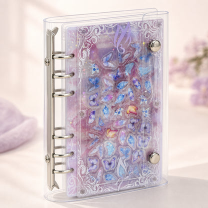 Cute Animals A6 refillable shaker binder angled acrylic cover detail