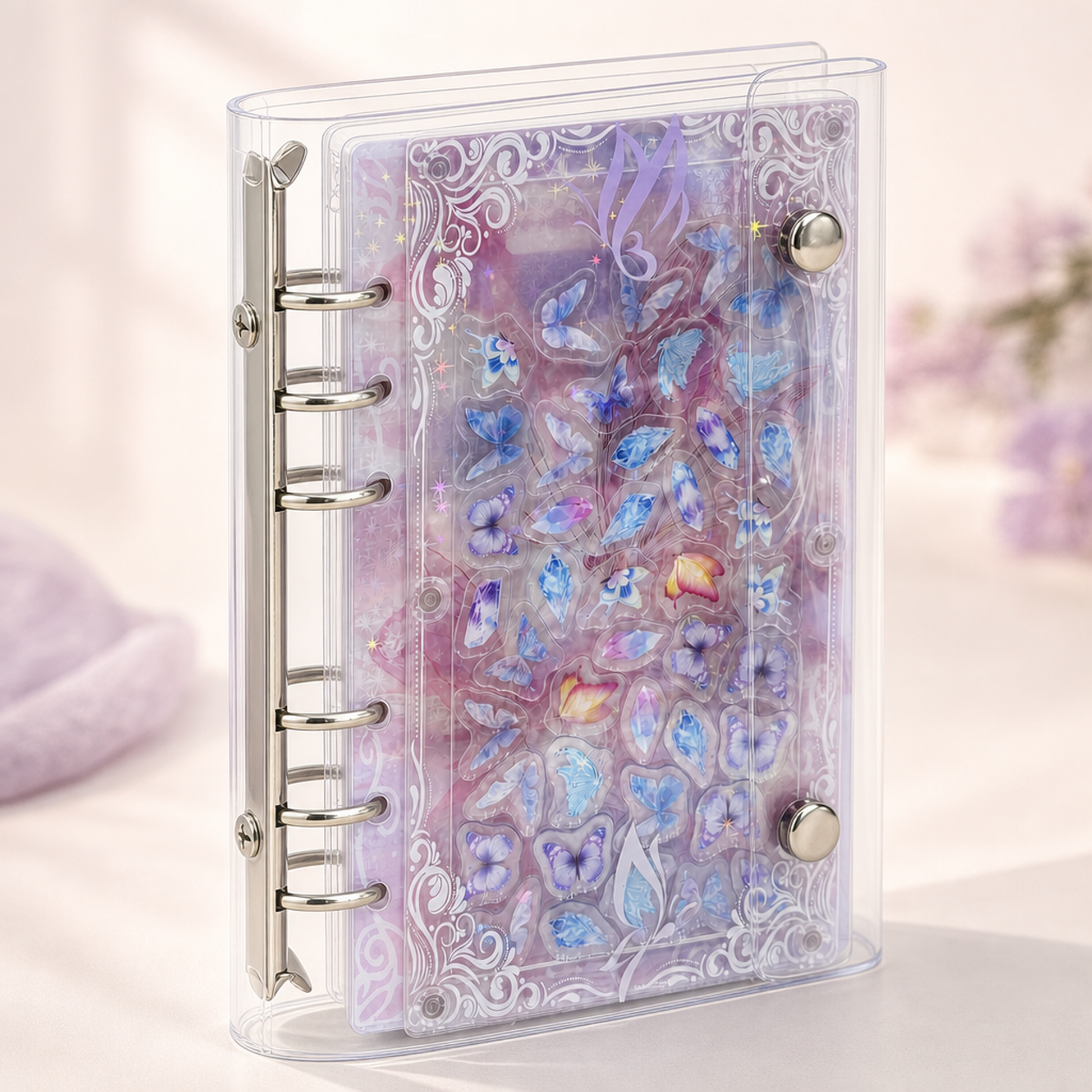 Acrylic Shaker Notebook - White Butterfly detail image